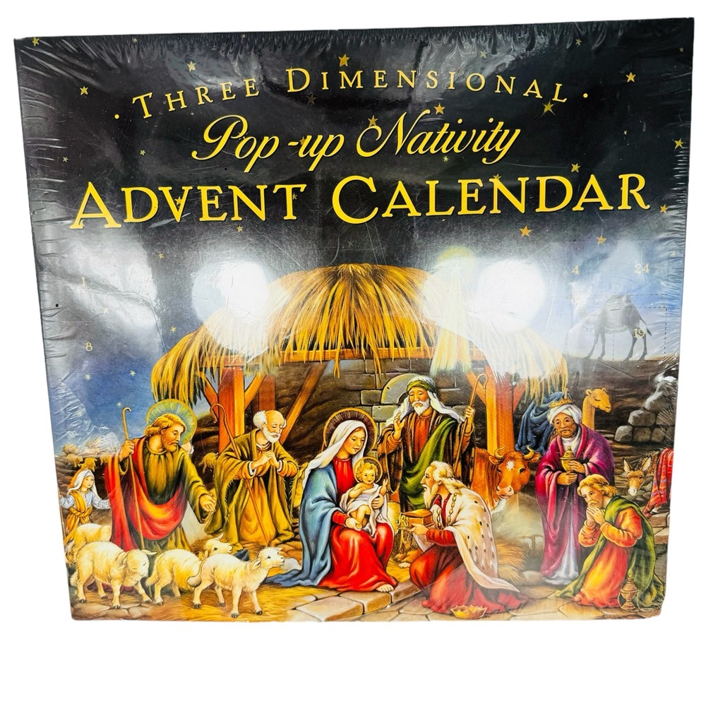 3D Christmas Pop-Up Nativity Advent Calendar Partially Opened.